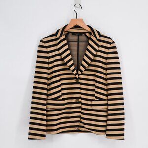 Max Mara Weekend Elica Stripe Jersey Jacket Two Button Beige and Black Women's M
